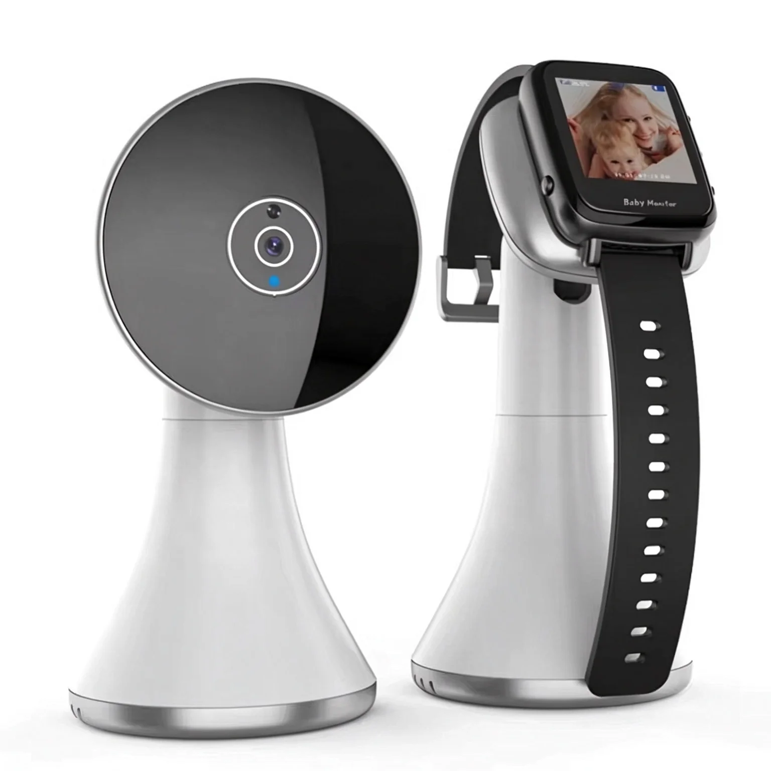 Video Baby Monitor 1.54 Inch Wrist Watch Receiver Wireless Baby Security Camera Built-in Lullabies Indoor Nursery Monitoring