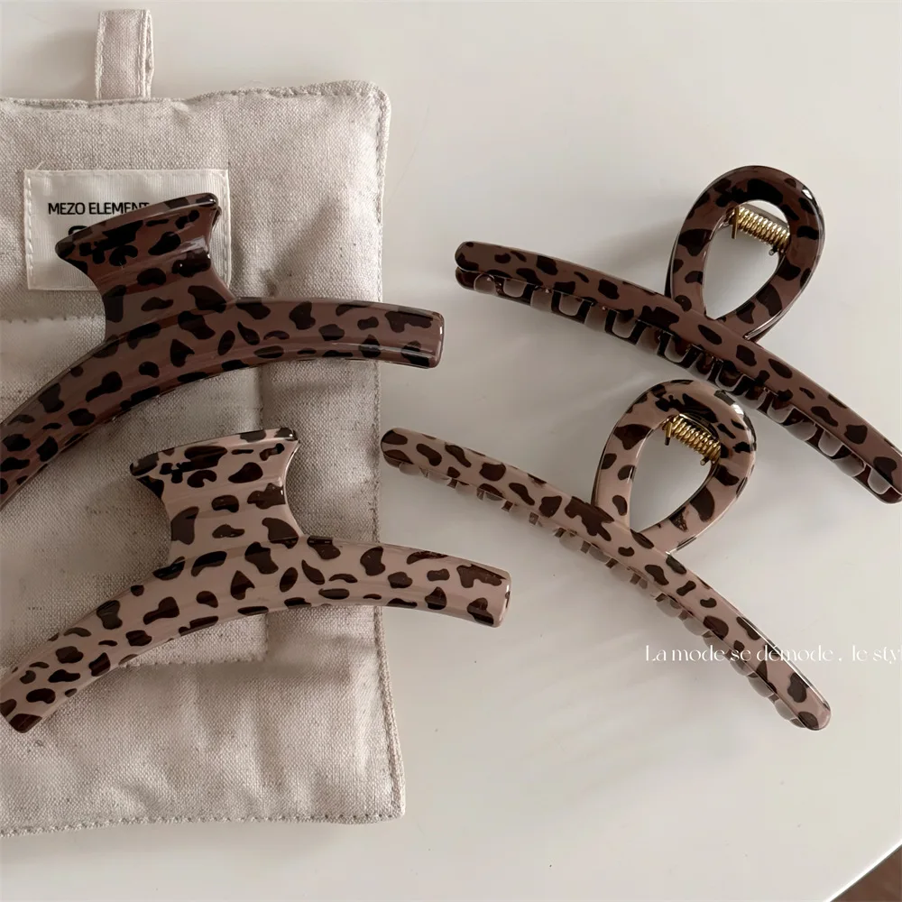 

Korean New Leopard Print Personalized Versatile Grab Clip Side Clip Disc Hair Shark Clip Headwear Girls WomenHair Accessories