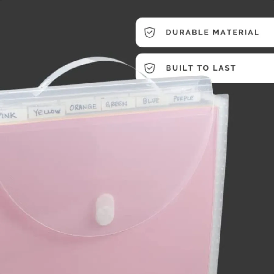 منظم الورق القابل للتوسيع، منظم ملفات الأكورديون، حامل مستندات مهم شفاف مع 12 جيبًا، أبيض، 12 × 12 بوصة