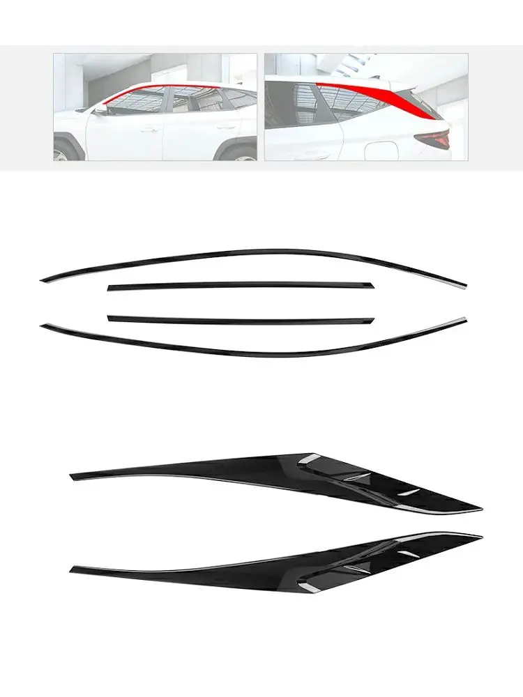 Voor Hyundai Tucson NX4 2022-2026 6 Stuks Auto Abs Venster D-stijl Trim Decoratieve Strip Zijpaneel Molding cover Auto Accessoires
