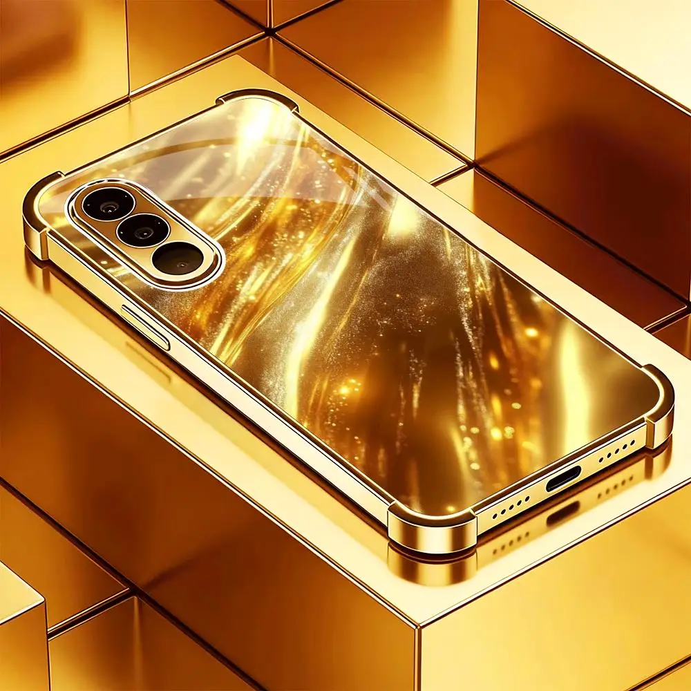 Luxury Golden flowstone Transparency Soft shell phone case for Samsung Galaxy S26 S25 S24 S23 S22 FE,Ultra,Plus Drop resistant