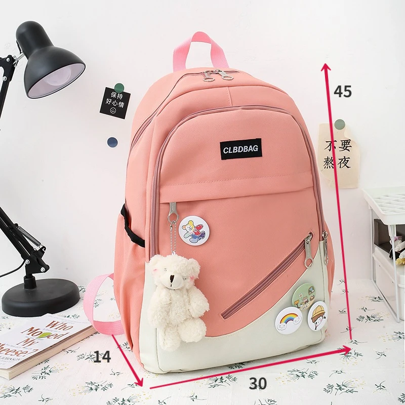 TRAVEASY 2023 Nylon Leather Fashion Wear Resistant Large Capacity Women Backpack Casual 4PCS Water Repellent Student School Bags