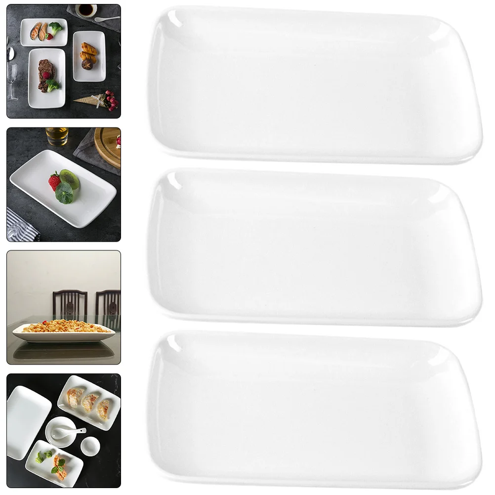 

3pcs Fast Food Snack Plate Premium Melamine Breakfast Serving Dish Rectangular Food Plate For Dessert Appetizer Salad
