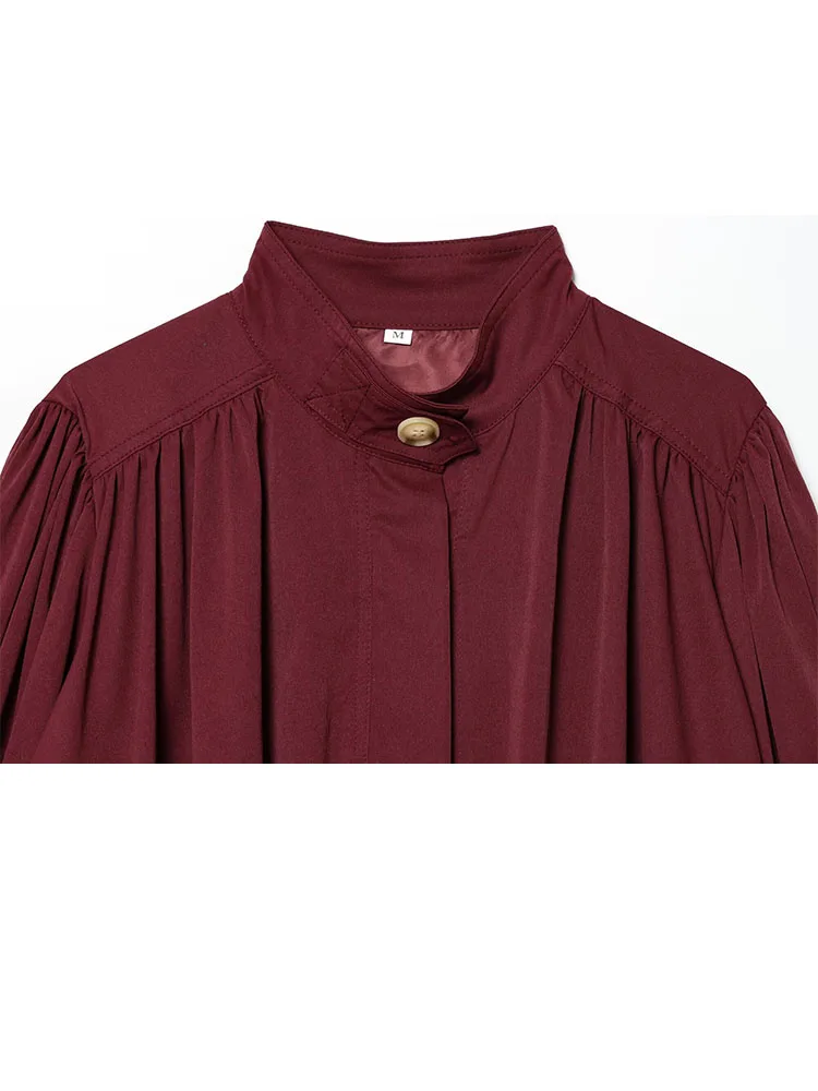 

HH женская модная осенняя куртка с высоким воротником и длинными рукавами, однорядные пуговицы, плиссированная декоративная куртка, женское повседневное облегающее пальто