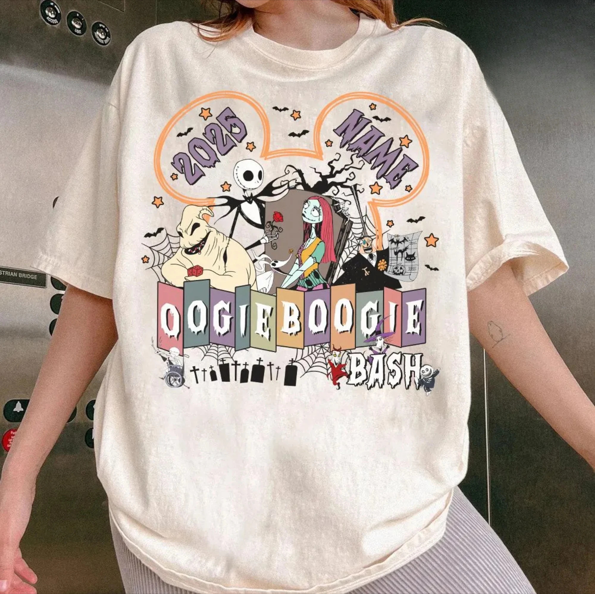 

2025 Summer New Oogie Boogie Bash 2025 Shirt Nightmare Character Jack Skellington Sally Zero T-shirt Halloween T-shirt
