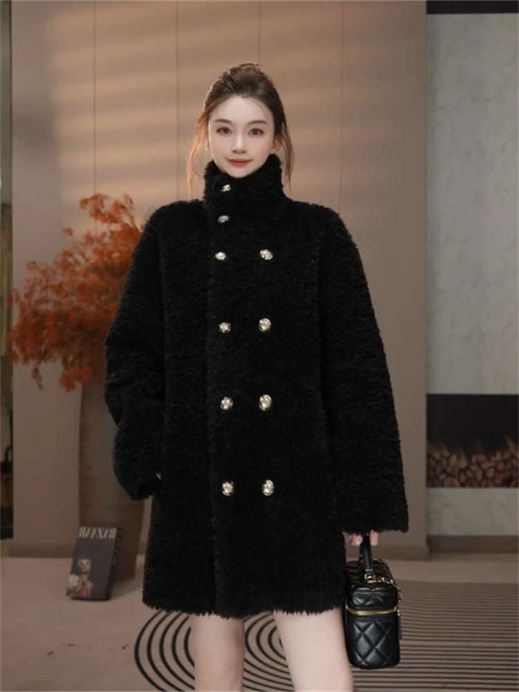 

Корейское пальто на двойной пуговище, женское, весеннее, из высококачественного хлопка, новинка, в стиле «rich girl», модное, трендовое, хлопковое пальто