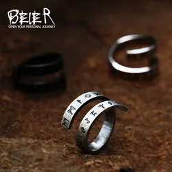 BEIER retro Viking Style Gothic Simple fashion Titanium steel viking opening twist letters tattoo totem For Men Jewelry BR-R157