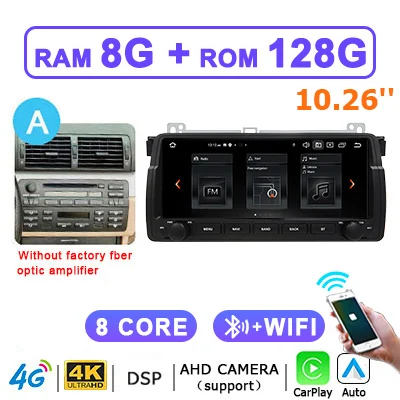 10.26 ''Scherm Android 15 Autoradio AUTO CarPlay bluetooth stereo Voor BMW E46 M3 Rover 75MG ZT 1998-2006 multimedia speler 2DIN