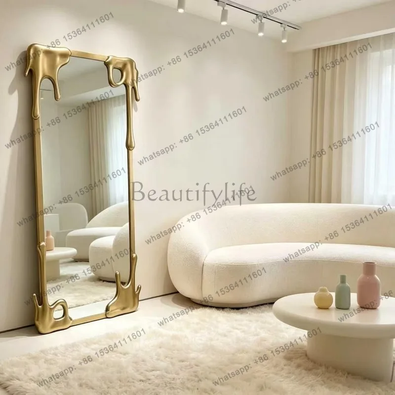 LD Standing Bedroom Mirror Moving Modern Living Room Bathroom Girls Full Body Long Luxury Men Mirror Funky