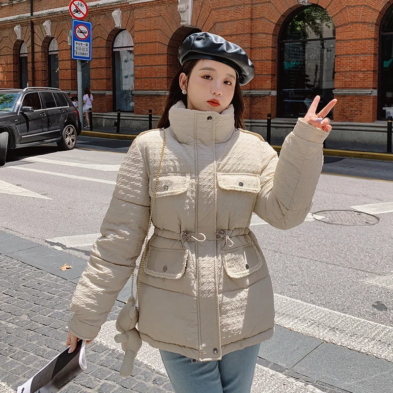 Winter New Standing Collar Down Cotton Jacket for Women Jacket Fashionable Loose Warm Windproof Mid Length Parkas for Women Coat