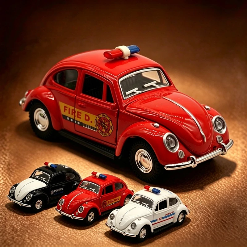 1:32 Fire engine police car Ambulance Diecast Model Car Classic Alloy Emergency Vehicle Pull Back Toy Car Collectible Gift
