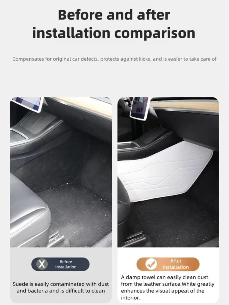 For tesla model y Juniper accessorie interior decoration ptotect pads model 3Highland White Leather mats 2pcs Cockpit 2 sides - view 2