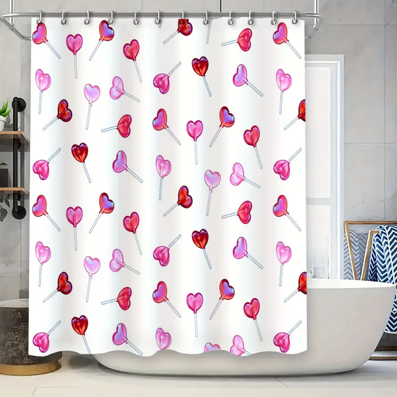 

Cute Lollipop Shower Curtain Set Modern Bathroom Decor Waterproof Fabric Backdrop for Washroom Vintage Style Home Textile