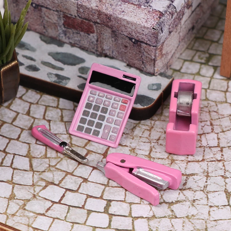 Dollhouse Mini Stationery Simulation Tape Cutter Utility Knife Pack School Supplies Model