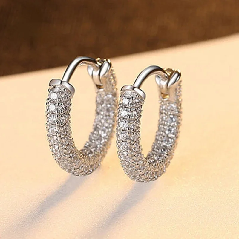 Boucles d'oreilles créoles en argent regardé 925 pour filles et femmes, bijoux fins minimalistes de luxe, Zircon cubique micro pavé, Rotterdam, Kling