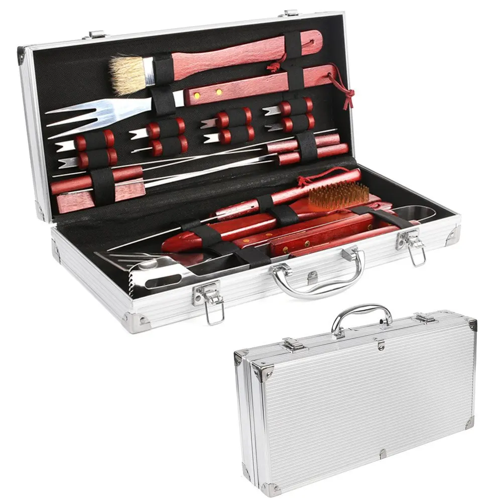 BBQ Utensils Set BBQ Set with Aluminum Storage Box BBQ Accessories 18pcs for Barbecue Accessories