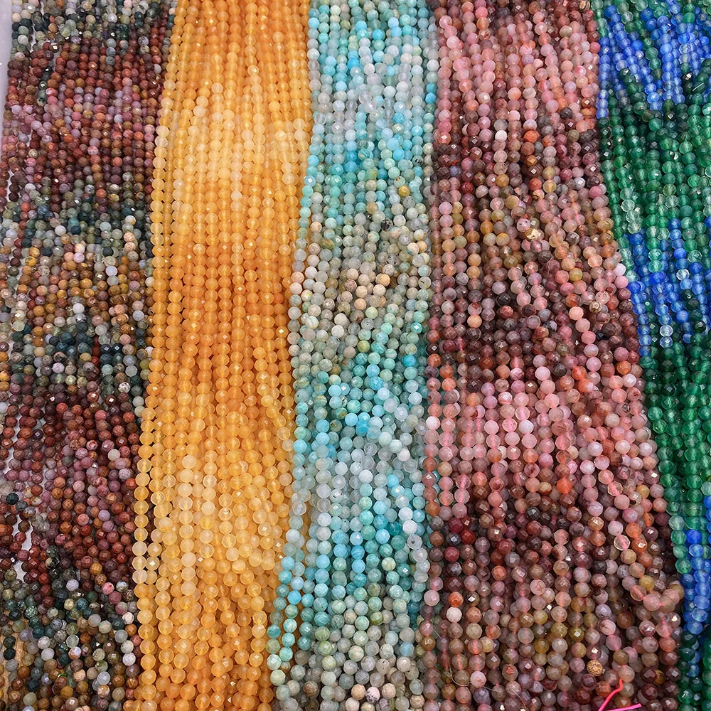 

Natural Stone Beads Faceted Gradient Crystal Agate Quartz Round Loose Bead for Jewelry Making DIY Bracelet Necklace Size 2 3 4MM