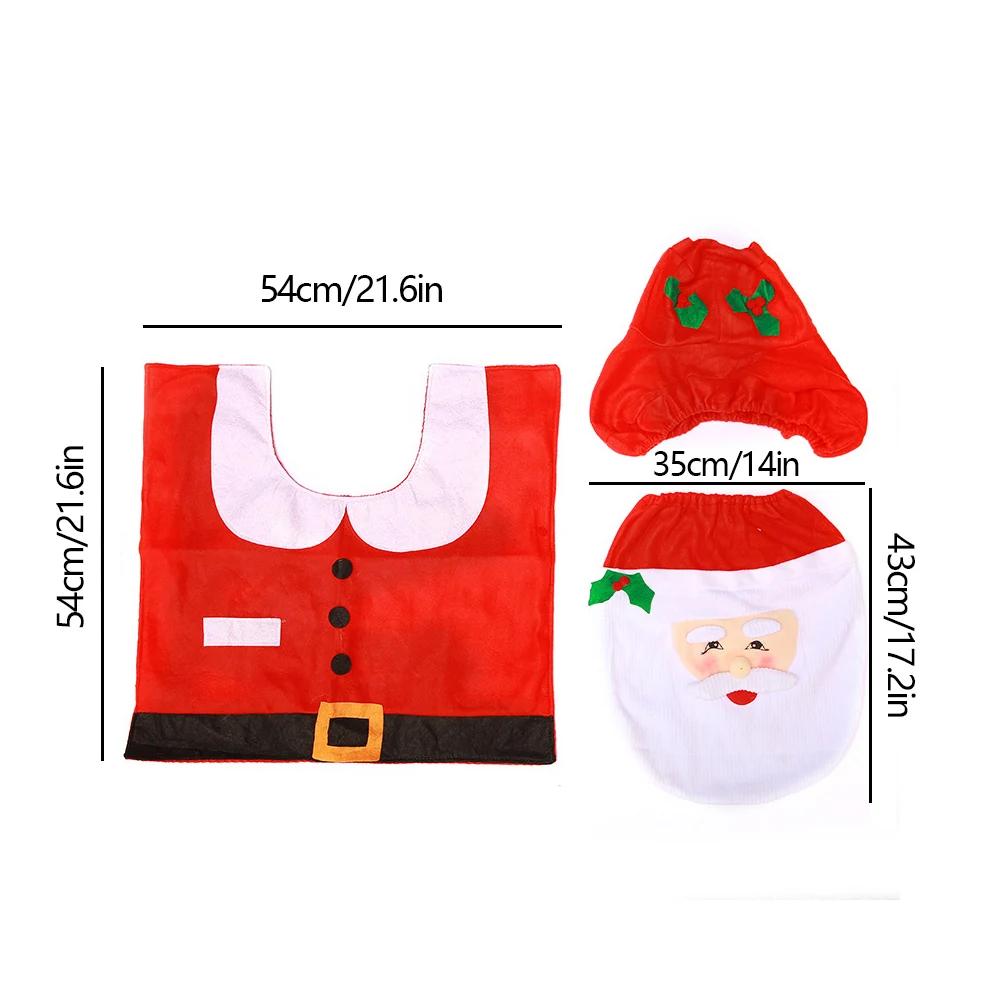 3pcs Christmas Toilet Cover Elderly Snowman Toilet Cover Floor Mat Water Tank Cover Paper Towel Set Three-piece Home