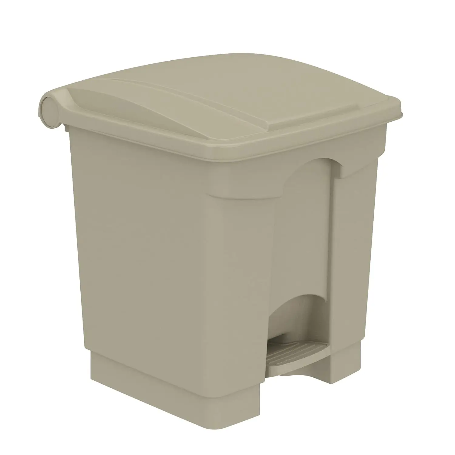 

Step-On Indoor Plastic Trash Can, Hands-Free Disposal, 8 Gallon, Tan