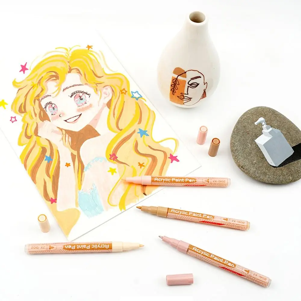 

22 Colors Acrylic Paint Pens Pro Color Series Extra Fine Tip Art Painting Markers Pens Waterproof Gray/Skin Tones