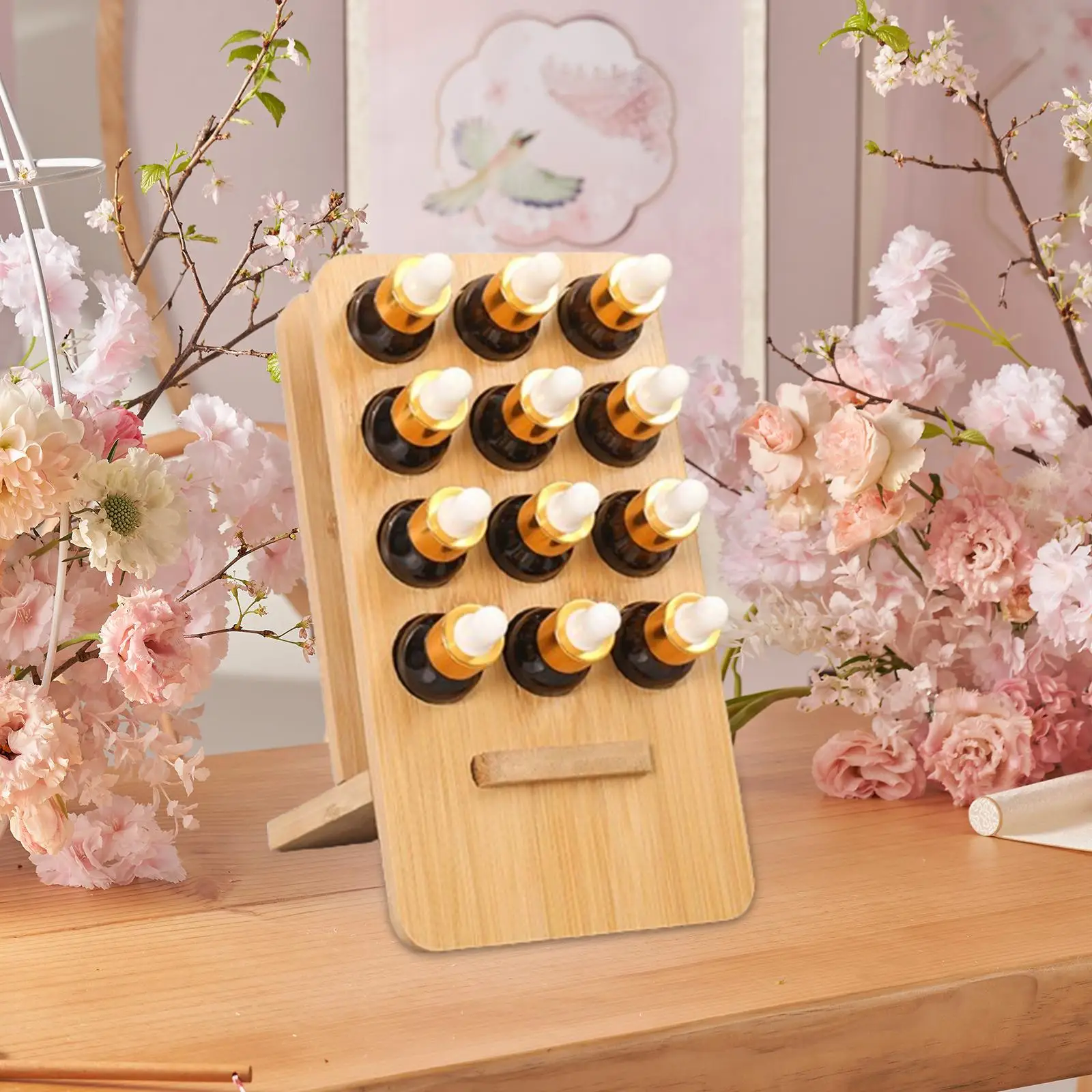 

Essential Oil Storage Rack Essential Oil Holder, Perfume Table Tray Vertical Cosmetic Organizer Rack for Salon Shop Bedroom