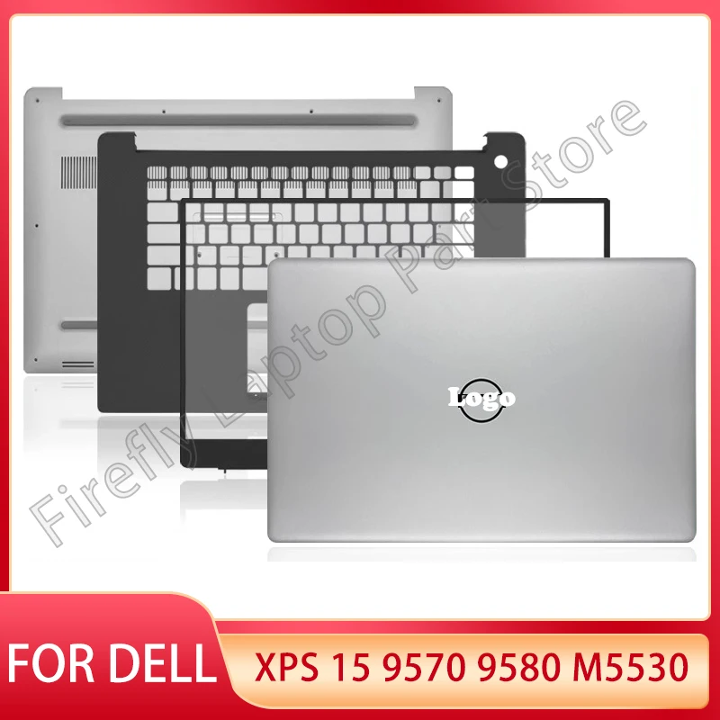 

New For Dell XPS 15 9570 9580 M55 Laptop LCD Back Cover Front Bezel Palmrest Lower Bottom Case Hinges Housing Hinge Cover Silver