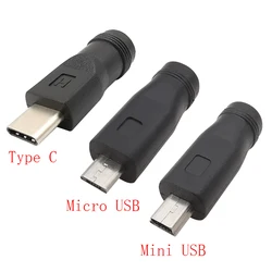 1/2/5Pcs DC Power Adapter Converter Type-C USB Male to 5.5x2.1mm Female Jack Connector 5.5*2.1mm for Laptop Notebook Computer PC