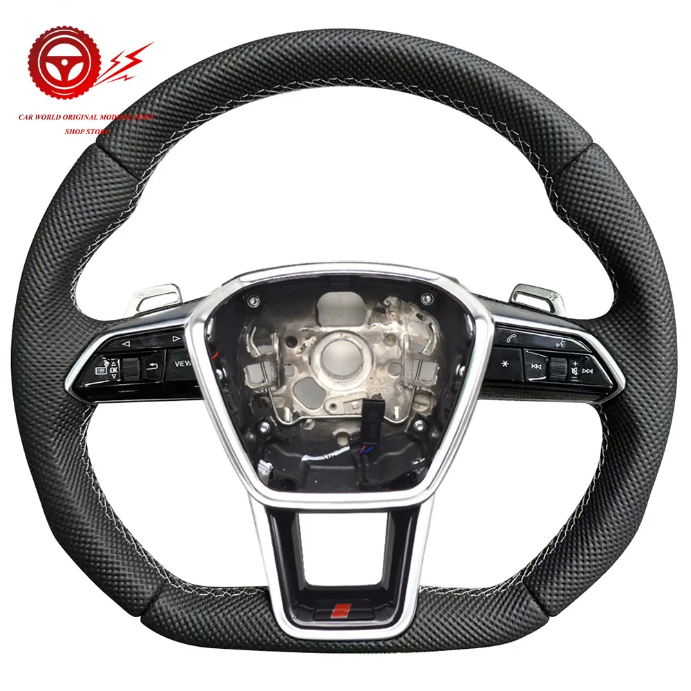 

Fully Perforated Leather Steering Wheel Assembly For Audi S6 RS6 A6 C8