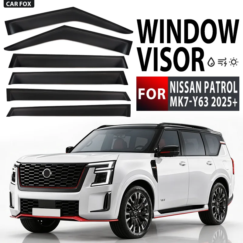 Window Visor Rain Guard Wind Deflector For Nissan Patrol Y63 1987-2025 SUV Side Window Vent Sun Shade Car Exterior Accessories