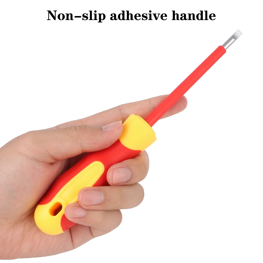 ฉนวนไขควงชุดเครื่องมือช่างไฟฟ้าเครื่องมือแม่เหล็กหัวเดียวพร้อม TPR Handle Grips 8PCS ฉนวนไขควงชุด