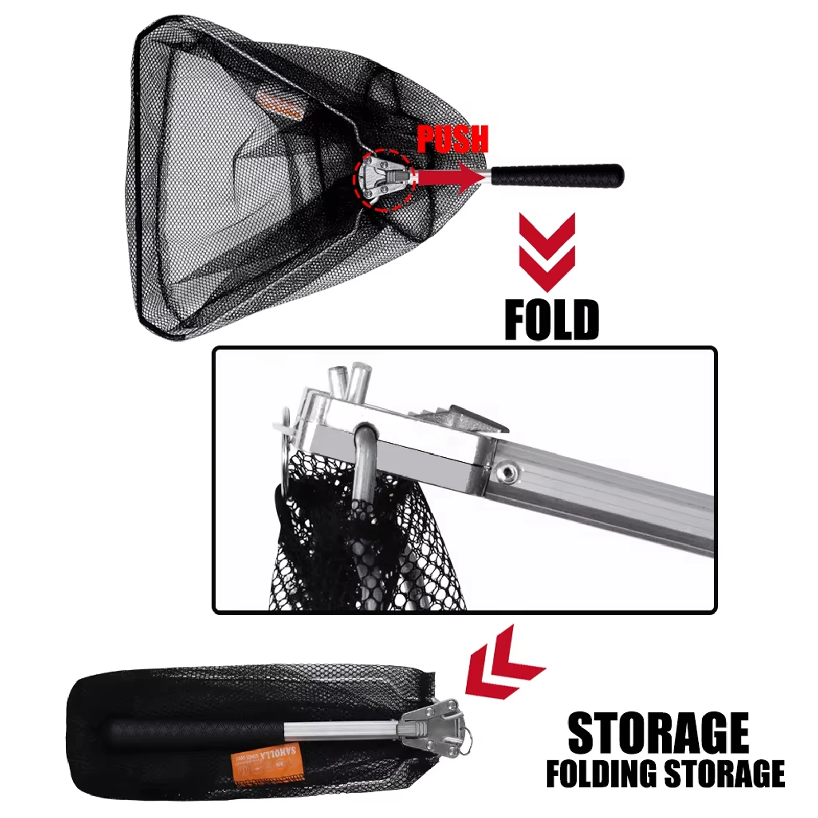 CAZULO Folding convenient fishing rod, ultra light aluminum alloy silicone flying fish net image 4