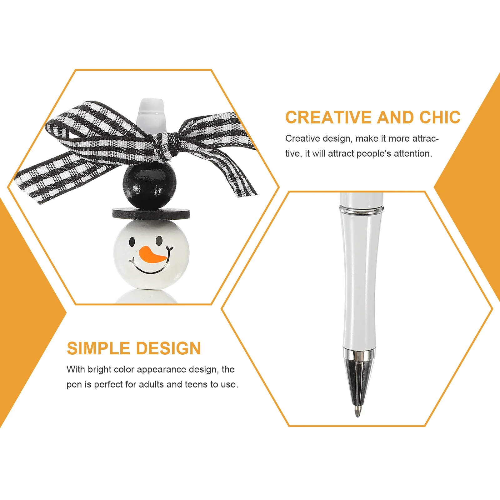 1Set Beadable Pen Portable Multi-Function Fun Pens Bright Color Design Adults Teens Christmas Gifts Beadable Pens