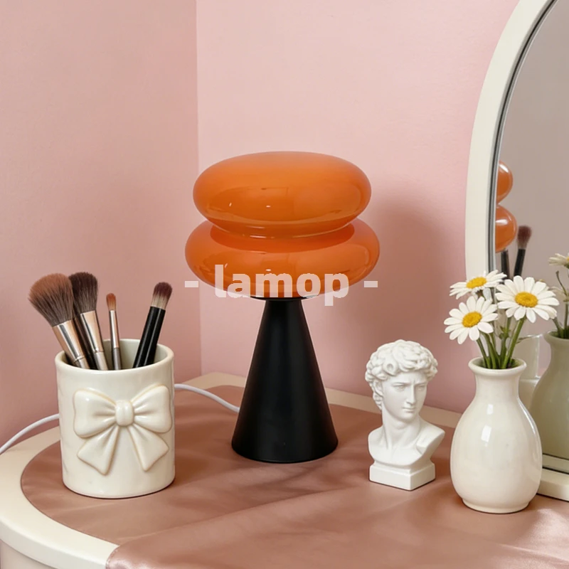 Atmospheric Egg‑Tart Glass Lamp Creative Night Light for Bedroom Bedside and Living Room Decor Bauhaus Vintage‑Style Lamp