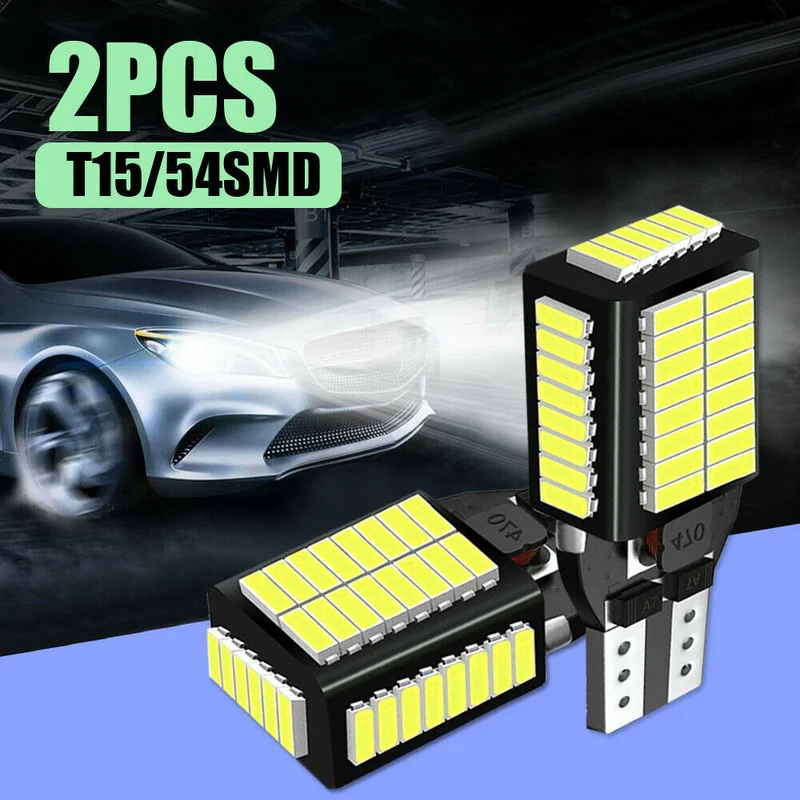 

2PCS Universal T15 LED Reverse Back Up Light Bulb 921 912 W16W 904 906 White 6000K Lights Accessories Auto Car Products