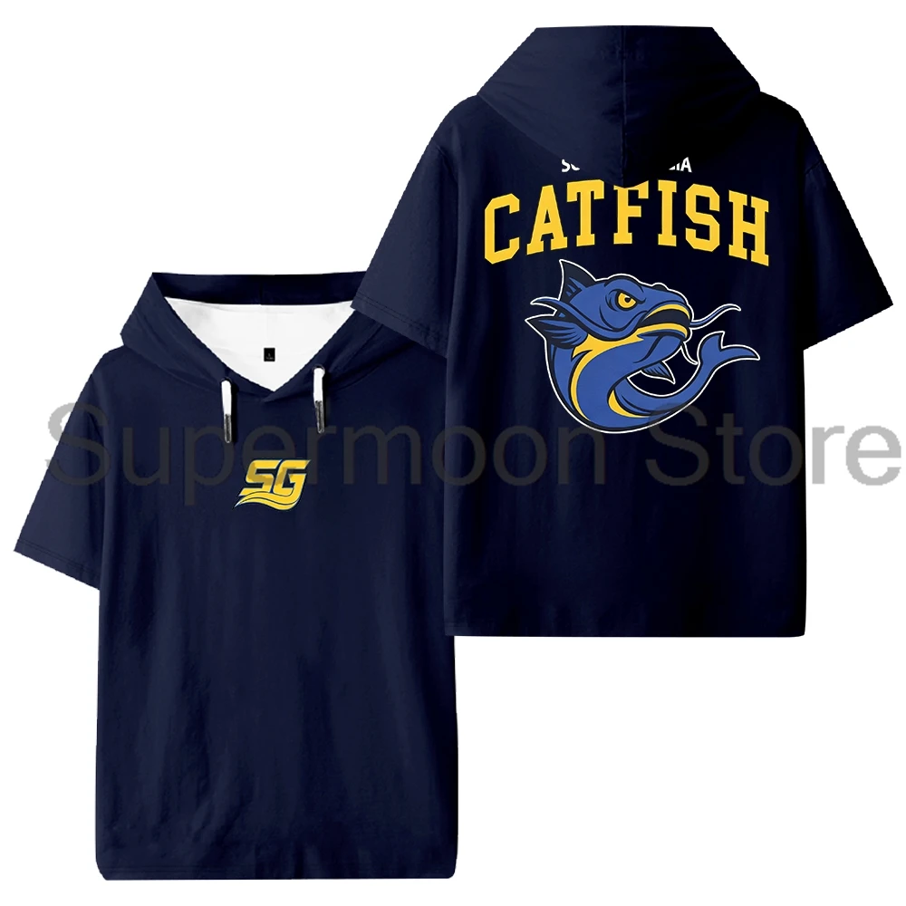 تشاد باورز جنوب جورجيا سمك السلور شعار مقنعين تي شيرت 2025 برنامج تلفزيوني قصير الأكمام المحملة النساء الرجال في الهواء الطلق ملابس الشارع الشهير