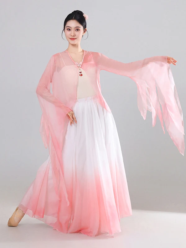 

Ele Ancient Sle Women's Dance Costume Flowing T Suit Practice Outfit Folk Dance Ensemble Performance Gown