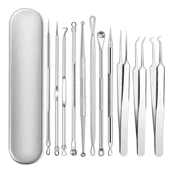 4-11Pcs Ingrown Hair Tweezers Acne Blackhead Removal Needles Black Dots Cleaner Deep…