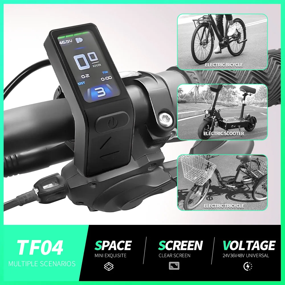KT TF04 Mini pantalla LCD Ebike Mini pantalla TFT pantalla a Color 24V/36V/48V, accesorios eléctricos para bicicleta adecuados para control KT