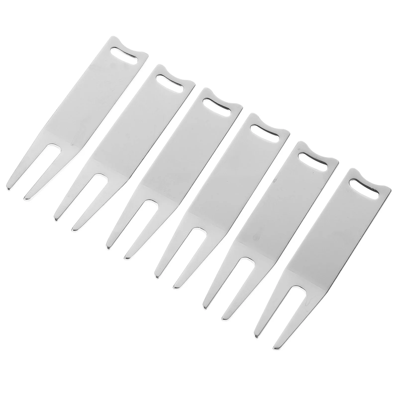 

6pcs Golf Fork Divot Repair Tool Silver Iron Repair Tool Portable Green Marker Grass Golfing Accessories Outdoor Sports