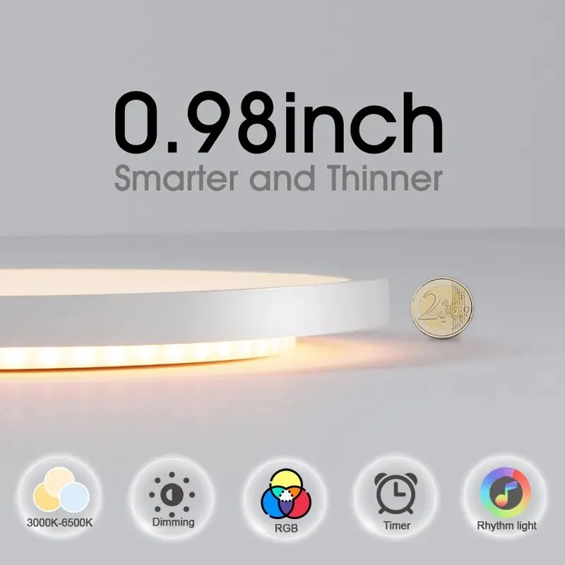 Benewton Tuya โคมไฟเพดานตกแต่งห้องไฟ LED RGB แอปควบคุมด้วยเสียงด้วย Google โคมไฟอัจฉริยะสำหรับบ้าน