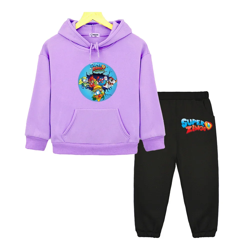 Super Zings Children's Fall and Winter Long-sleeved Cartoon Suit Y2k Clothes Kpop Sudadera Streetwear Fashion Cute Boy Clothes