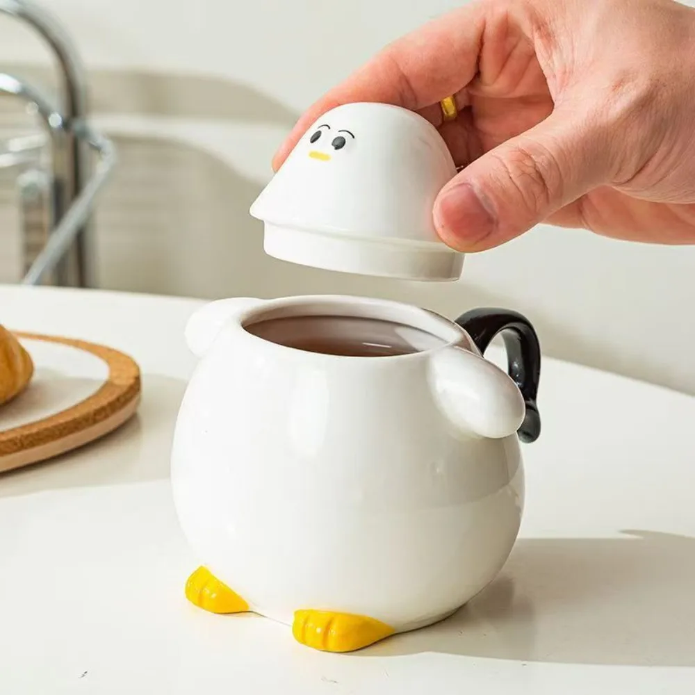 

Seagull Shaped 3D Ceramic Coffee Mug with Handle and Lid Procelain Cartoon Breakfast Cup Milk Tea Water Cups Drinkware