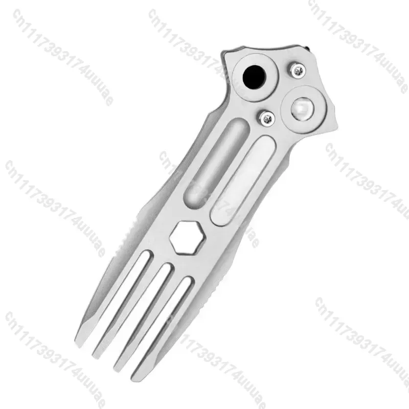 For Titanium Comb Carbon Fiber Patch Fork Utility Knife Screw, Multi‑function Portable EDC Gear Outdoor Survival Accessory