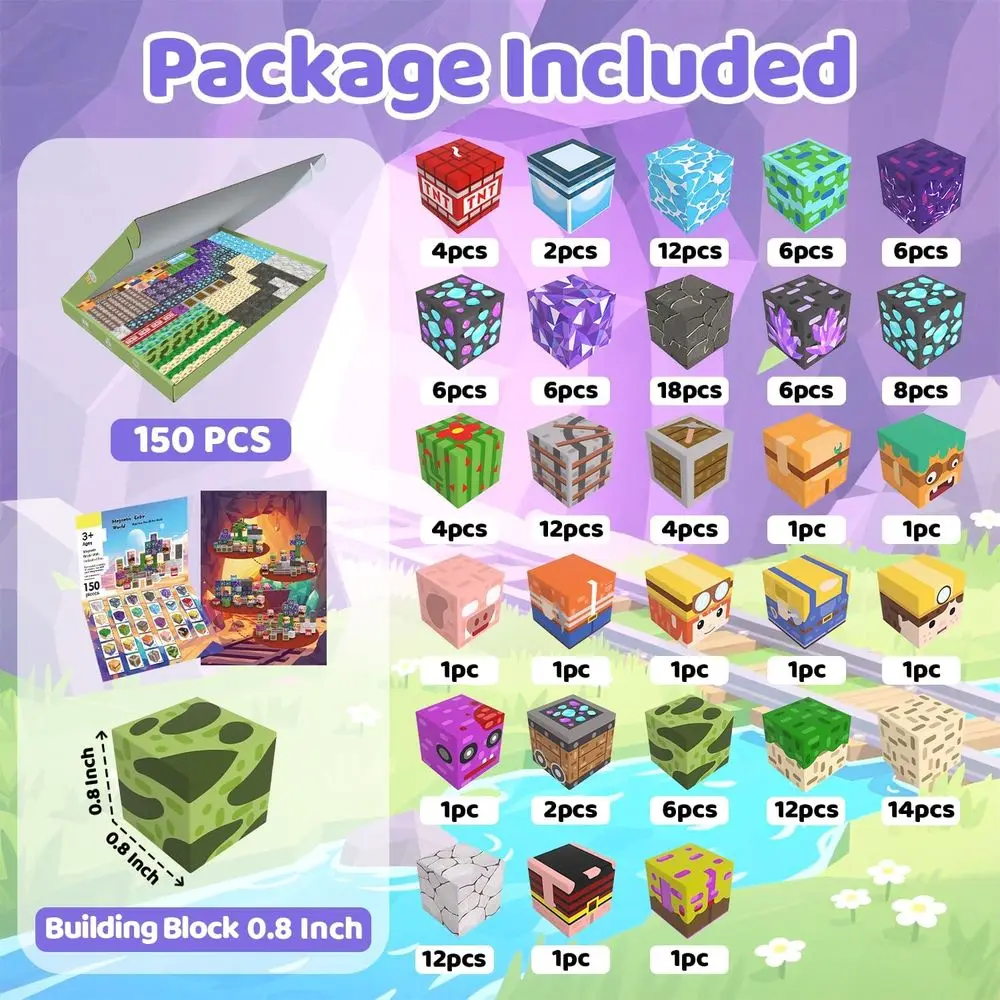 Ensemble de construction magnétique 150 pièces pour enfants, jouets d'apprentissage STEM, idéal pour les garçons et les filles âgés de 3 ans, parfait pour Noël ou anniversaire