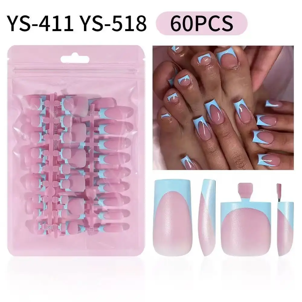 Square French Press On Nails 60Pcs Reusable Fake Nail Tips Invisible Removable Pre-made False Nails For Fingers Toenails Daily M view 4