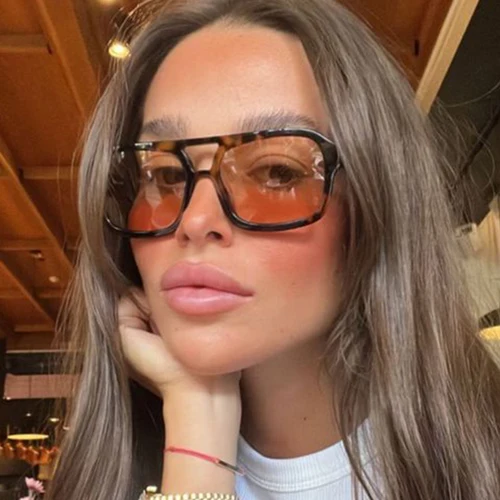 Imagen 1 del producto Gafas de sol cuadradas grandes, gafas de sol de moda para mujer, gafas de tendencia para hombre, lentes amarillos y azules, gafas Retro Vintage para viajes 307460