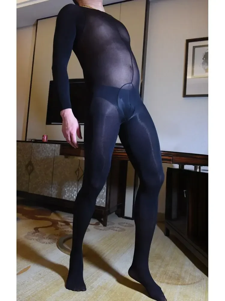 120D المخملية النايلون بوديستوكينج القضيب غمد إغلاق مفتوح المنشعب ارتداءها الجوارب مثير بذلة Catsuit يوتار الملتصقة الملابس الداخلية