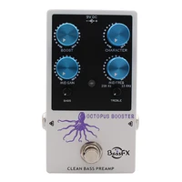 Fanmuzk Octopus Booster Pedal de preamplificador de bajo EQ de 3 bandas para bajo eléctrico armónico tono limpio rico