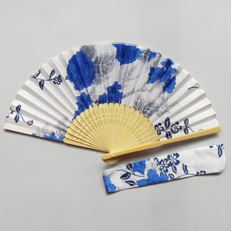 Japanese Flower Hand Fan for Women Festival Gift Performances Dance Wedding 