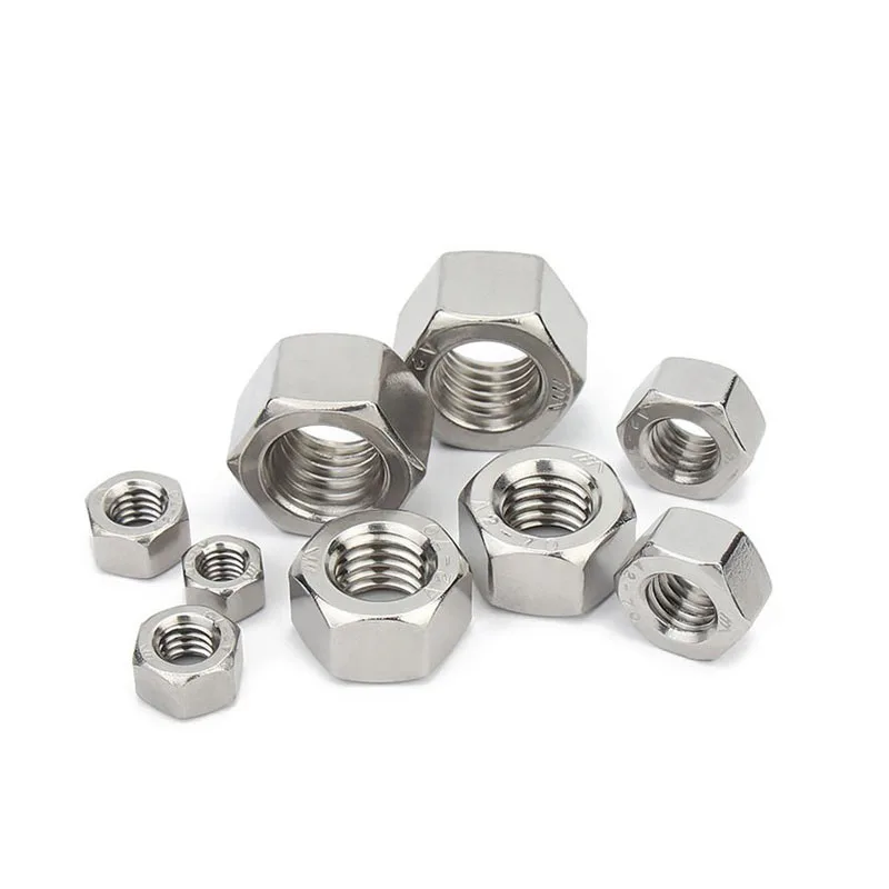 A2-70 Metric Hex Hexagon Nut 304 Stainless Steel Hex Nut M2 M3 M4 M5 M6 M8 M10 M12 M16 M18 Replacement Machine Nuts Fasteners